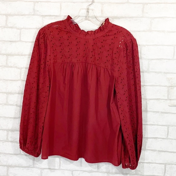 Madewell pierced eyelet ruffle blouse size Small - Picture 2 of 14